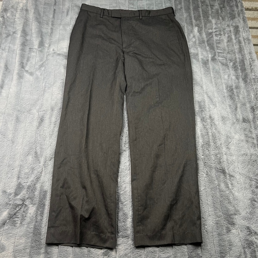 Calvin Klein Mens Dress Pants 36x32 Charcoal Grey Pinstripe Straight Trousers